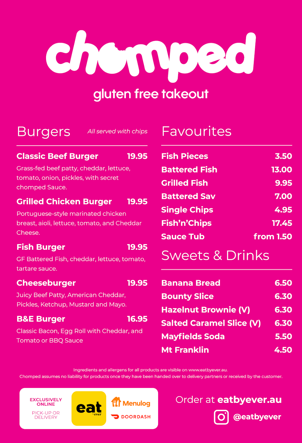 Chomped: Gluten-Free Takeout | 1688 Forest Rd, Orange NSW 2800, Australia | Phone: 0421 025 209