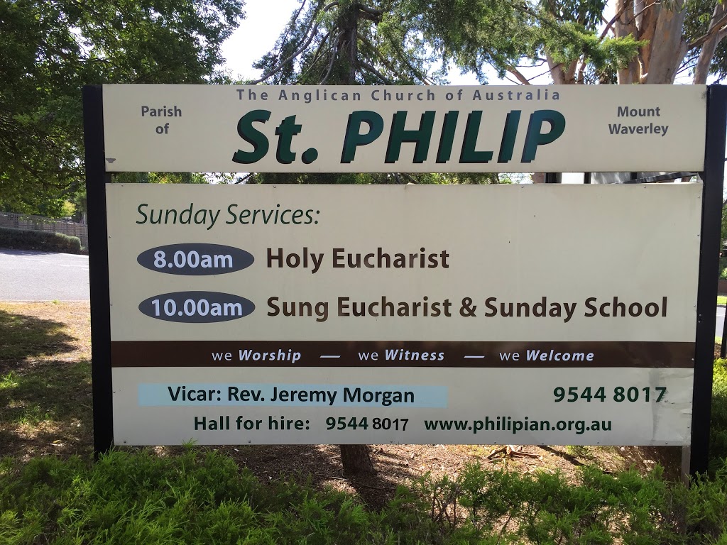 St Philips Anglican Church | church | 80 Catherine Ave, Mount Waverley VIC 3149, Australia | 0395448017 OR +61 3 9544 8017