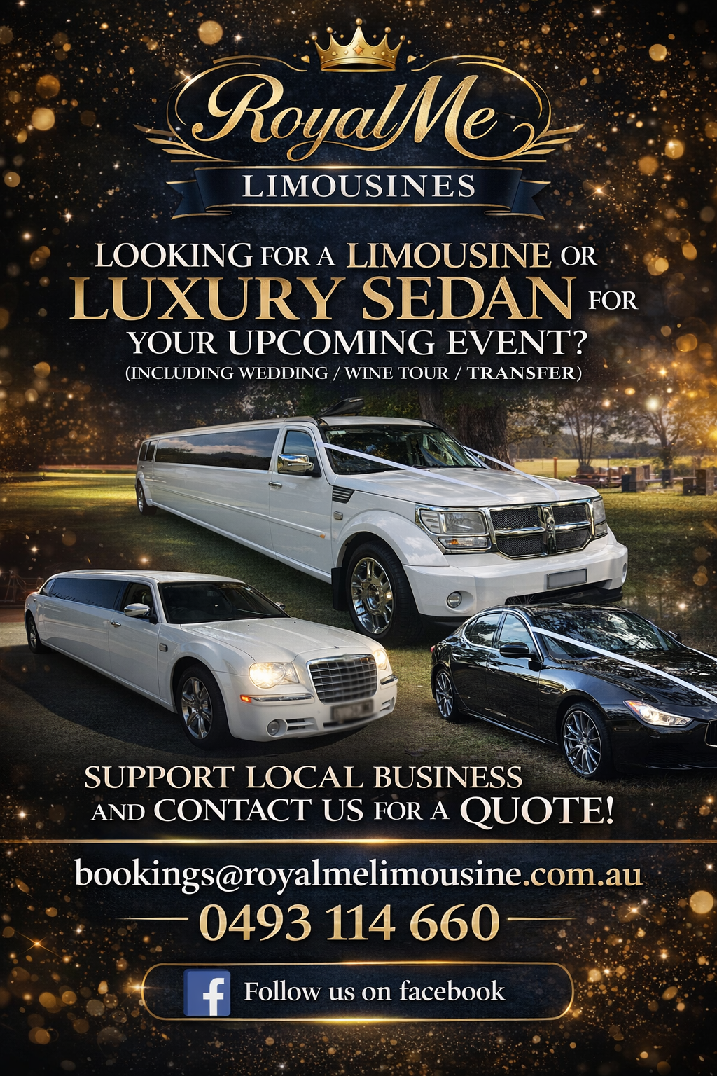 RoyalMe Limousines | 53 Hunter St, Ellalong NSW 2325, Australia | Phone: 0493 114 660