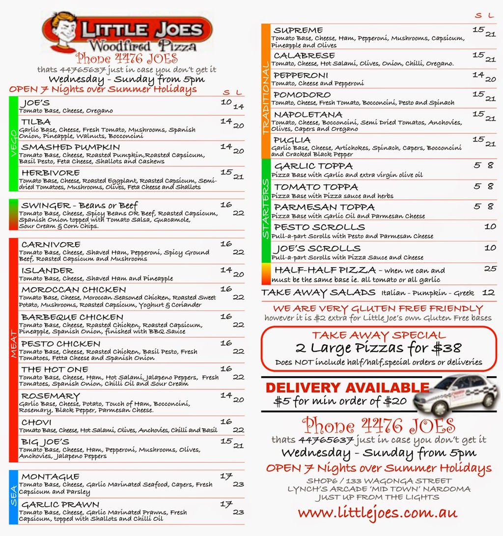 Little Joes Woodfired Pizza | restaurant | 133 Wagonga St, Narooma NSW 2546, Australia | 0244765637 OR +61 2 4476 5637