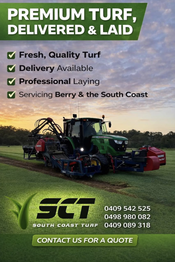 South Coast Turf | 59 Woodhill Mountain Rd, Berry NSW 2535, Australia | Phone: 0409 089 318