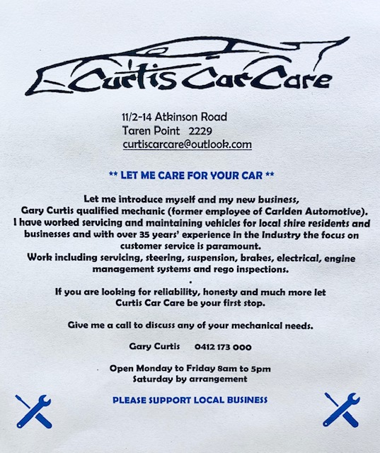 CURTIS CAR CARE | car repair | Unit 11/2-14 Atkinson Rd, Taren Point NSW 2229, Australia | 0412173000 OR +61 412 173 000