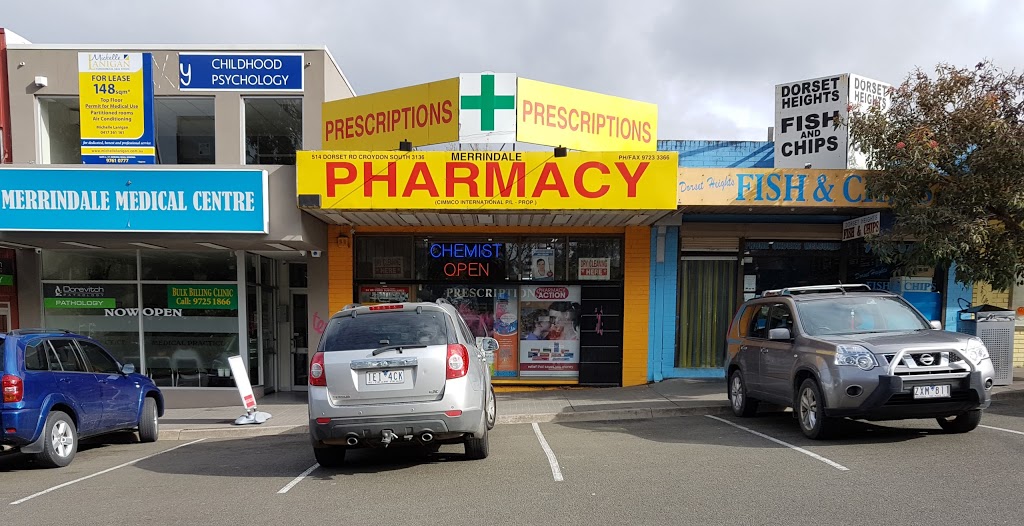 Merrindale Pharmacy | pharmacy | 514 Dorset Rd, Croydon South VIC 3136, Australia | 0397233366 OR +61 3 9723 3366