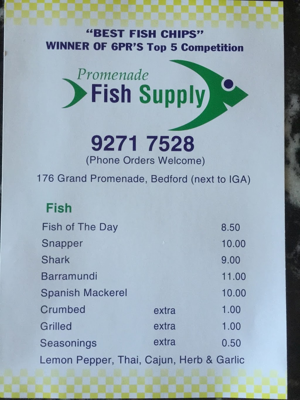 Promenade Fish and chips | 176 Grand Promenade, Bedford WA 6052, Australia | Phone: (08) 9271 7528