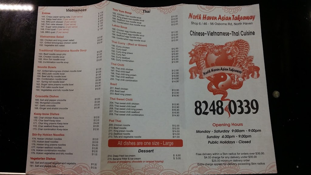 Chinese. Vietnamese. Thai | restaurant | 70 Osborne Rd, North Haven SA 5018, Australia | 0882480339 OR +61 8 8248 0339