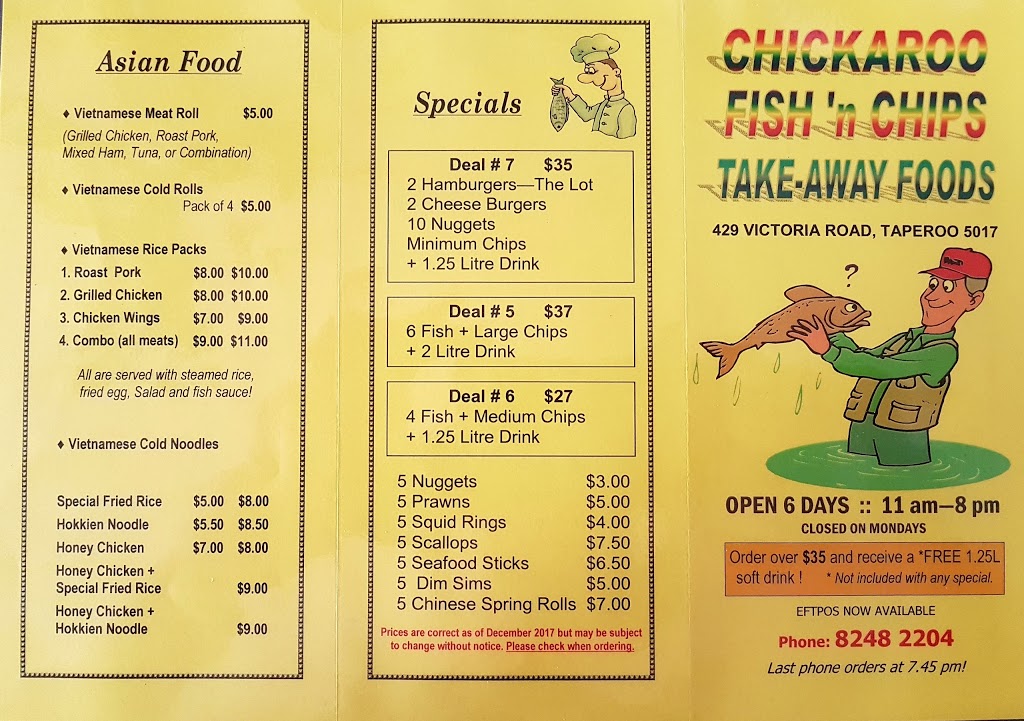 Chickaroo Chips | meal takeaway | 429 Victoria Rd, Taperoo SA 5017, Australia | 0882482204 OR +61 8 8248 2204