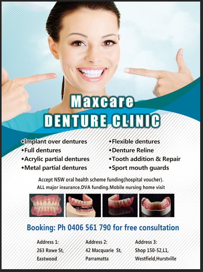 Maxcare denture clinic | health | 263 Rowe St, Eastwood NSW 2122, Australia | 0406561790 OR +61 406 561 790