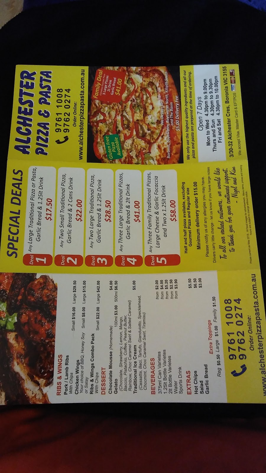 Alchester Square Pasta Pizza - Boronia | 3/30-32 Alchester Cres, Boronia VIC 3155, Australia | Phone: (03) 9761 1008