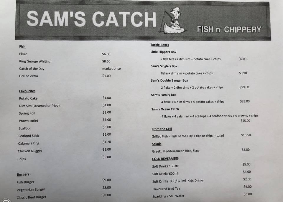Sam’s Catch - Fish n Chippery | 50 Quay Blvd, Werribee South VIC 3030, Australia | Phone: (03) 8538 3472