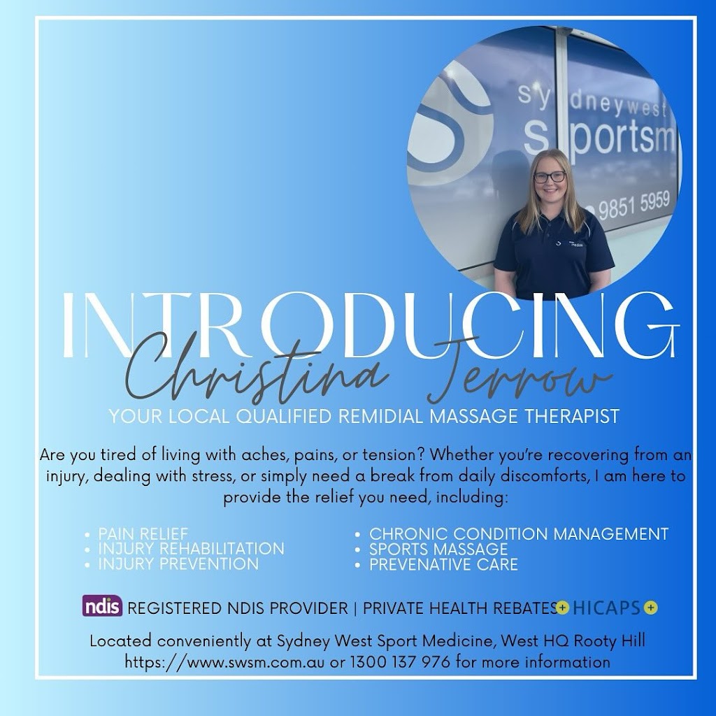 Christina Jerrow - Remedial Massage Therapist | West Sports Medicine, 12 N Parade, Rooty Hill NSW 2766, Australia | Phone: 1300 137 976