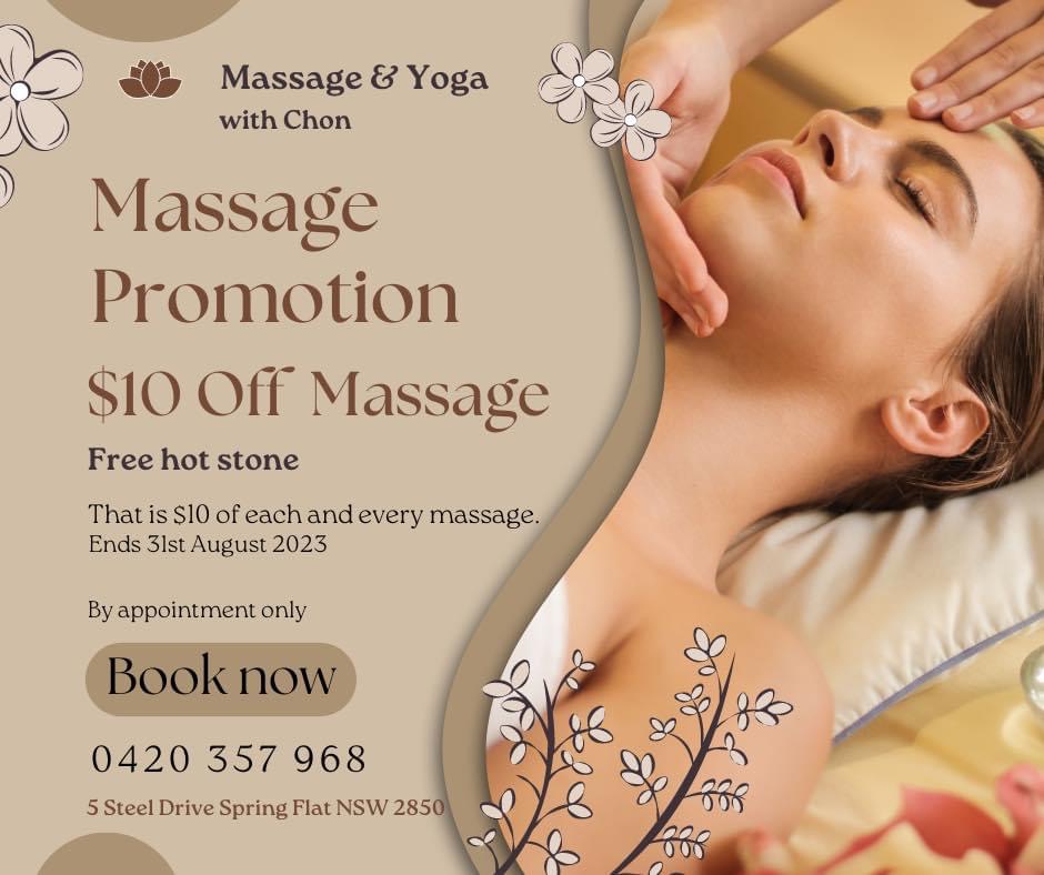Massage & Yoga with Chon | 5 Steel Dr, Spring Flat NSW 2850, Australia | Phone: 0420 357 968