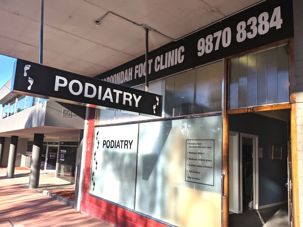 Maroondah Foot Clinic | doctor | 116 Railway Ave, Ringwood East VIC 3135, Australia | 0398708384 OR +61 3 9870 8384