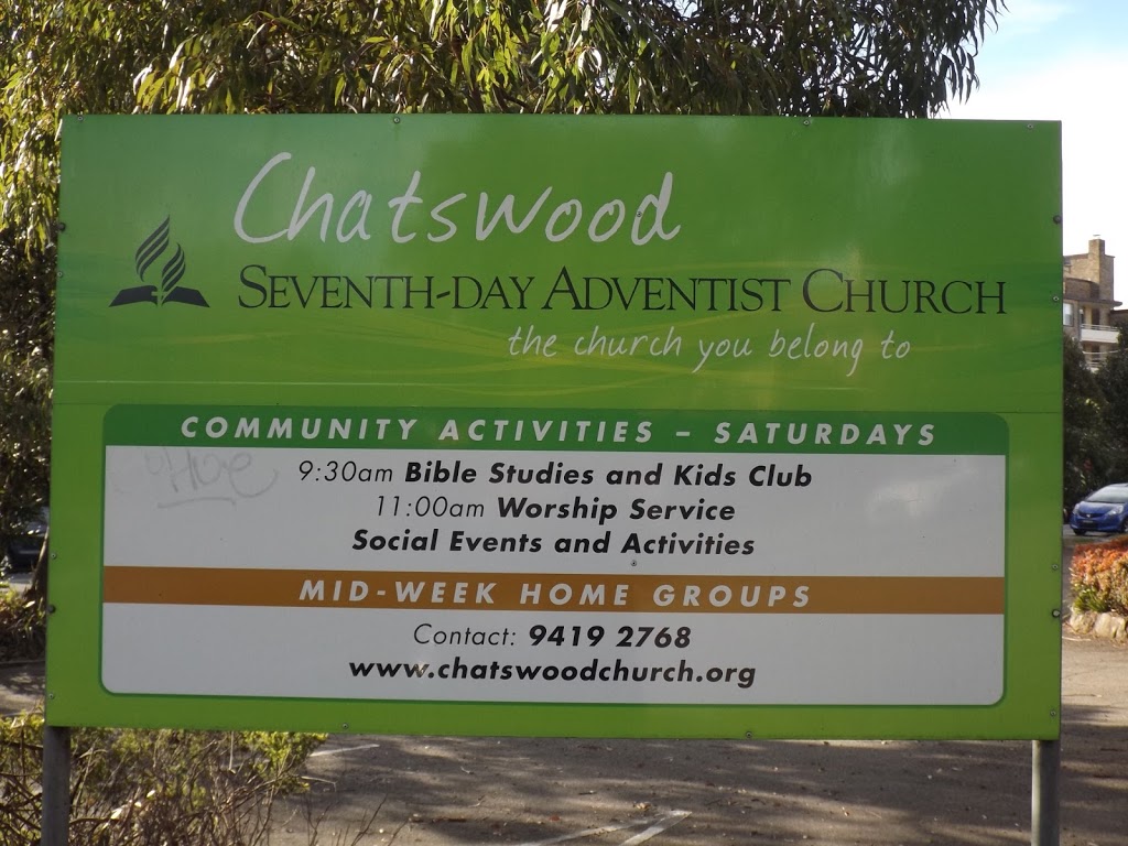 Chatswood Seventh-day Adventist Church | church | 50 Johnson St, Chatswood NSW 2067, Australia | 0294192768 OR +61 2 9419 2768