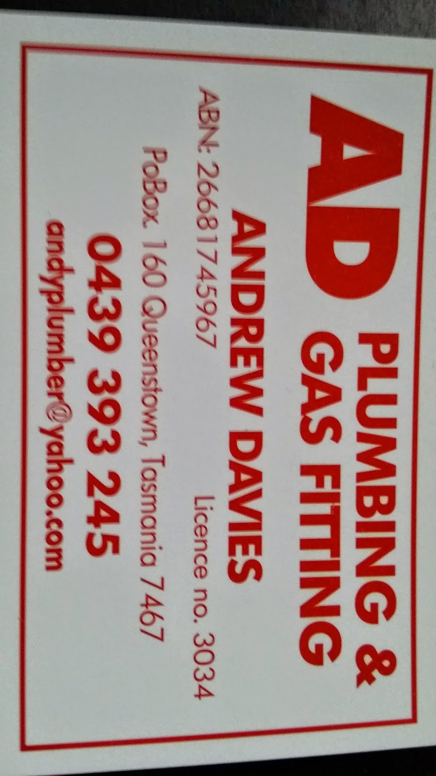 AD PLUMBING & GASFITTING | plumber | 67 Cutten St, Queenstown TAS 7467, Australia | 0439393245 OR +61 439 393 245