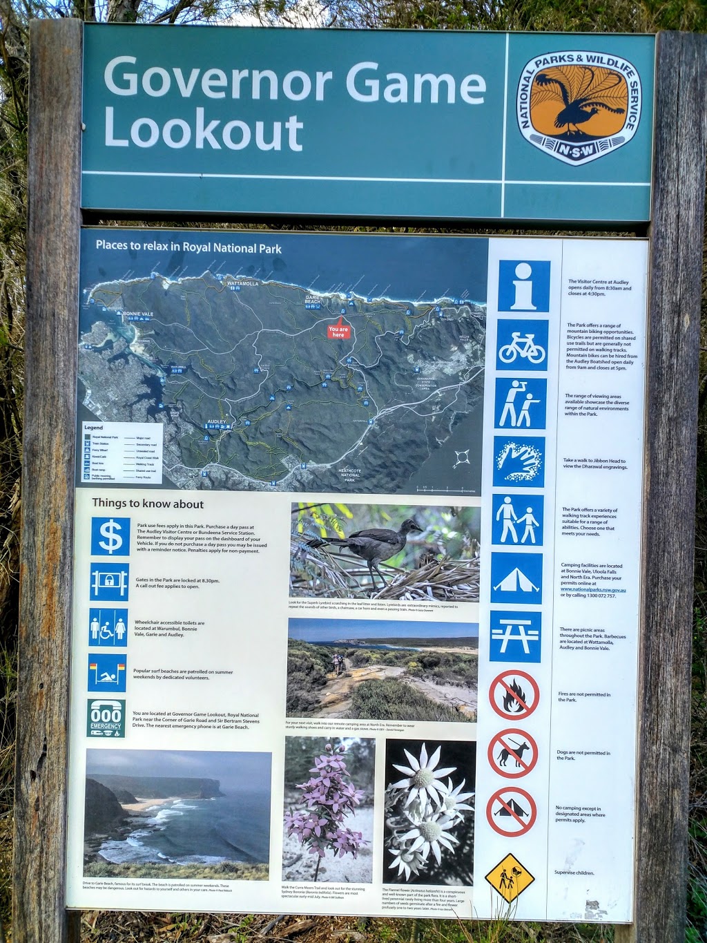 Governor Game lookout | tourist attraction | Royal National Park, Garie Rd, Lilyvale NSW 2508, Australia | 0295420648 OR +61 2 9542 0648