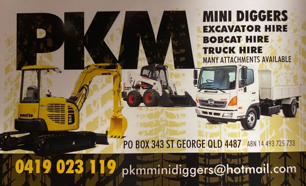 PKM Mini Diggers | 131-133 Arthur St, St George QLD 4487, Australia | Phone: 0419 023 119