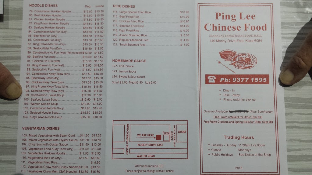 Ping Lee Chinese | 149 Morley Dr E, Beechboro WA 6063, Australia | Phone: (08) 9377 1595