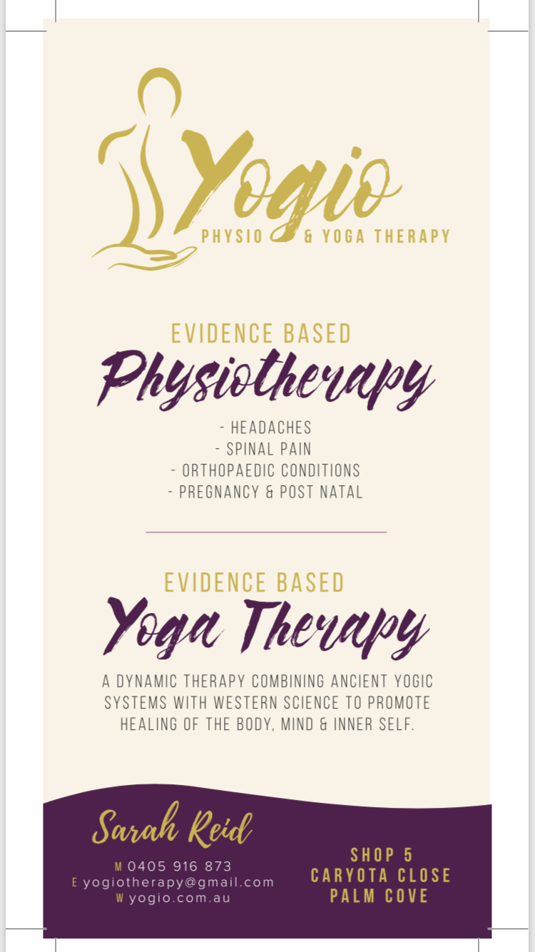 Yogio Sarah Reid Physiotherapy and Yoga Therapy | physiotherapist | Caryota Cl, Palm Cove QLD 4879, Australia | 0405916873 OR +61 405 916 873