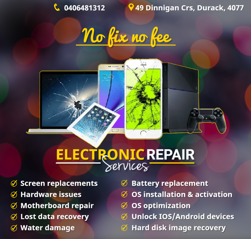 PC and mobile repair |  | 49 Dinnigan Cres, Durack QLD 4077, Australia | 0406481312 OR +61 406 481 312