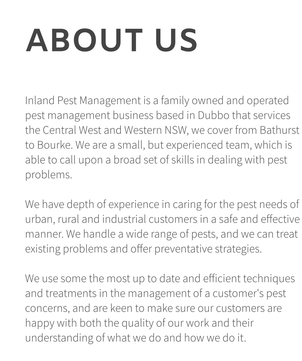 Inland Pest Management | home goods store | 1/44 Mountbatten Dr, Dubbo NSW 2830, Australia | 0268851111 OR +61 2 6885 1111