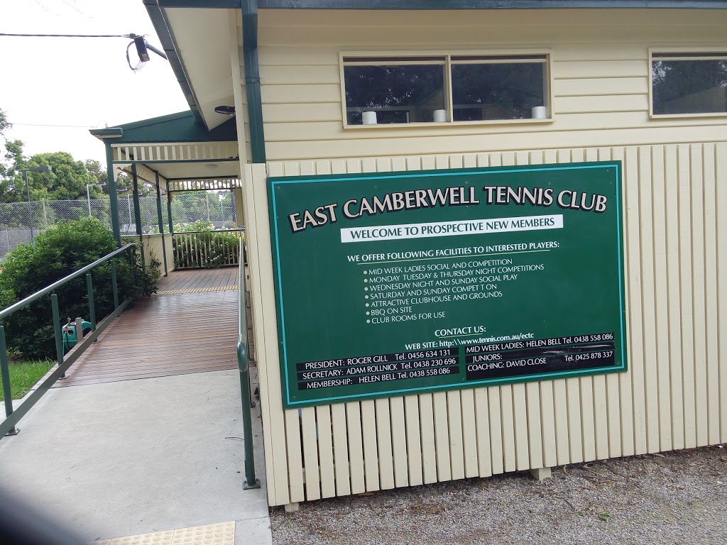 East Camberwell Tennis Club | school | Riversdale Park Corner Of Spencer Road And Riversdale Roads, Camberwell VIC 3124, Australia | 0438558086 OR +61 438 558 086