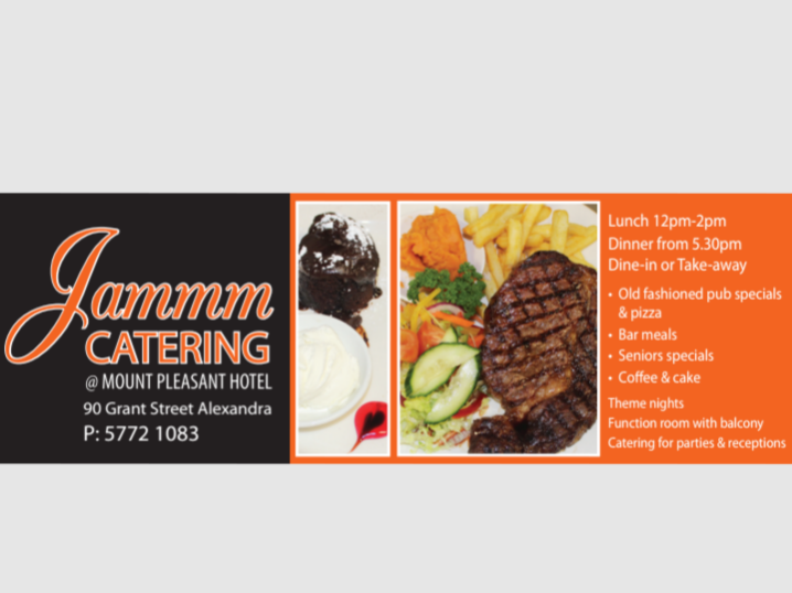 Jammm Catering @ Mount Pleasant Hotel | lodging | 90 Grant St, Alexandra VIC 3714, Australia | 0357721083 OR +61 3 5772 1083
