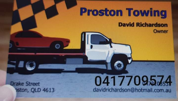 Proston Towing |  | 1 Drake St, Proston QLD 4613, Australia | 0417709574 OR +61 417 709 574
