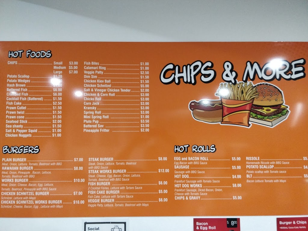 Chips and More | meal takeaway | Shop 22/15 N Mall, Rutherford NSW 2320, Australia | 0240528212 OR +61 2 4052 8212