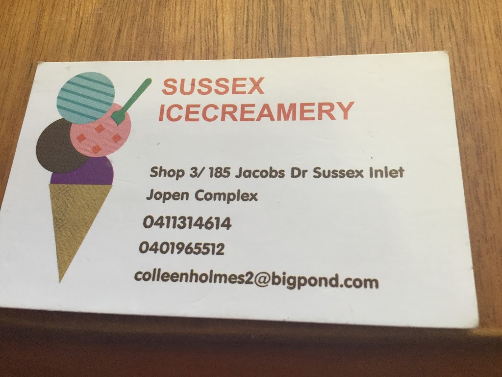 Sussex Inlet Ice Creamery | store | shop 3/185 Jacobs Dr, Sussex Inlet NSW 2540, Australia | 0401965512 OR +61 401 965 512
