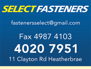 Select Fasteners | 1 Archibald Pl, Heatherbrae NSW 2324, Australia | Phone: (02) 4020 7951