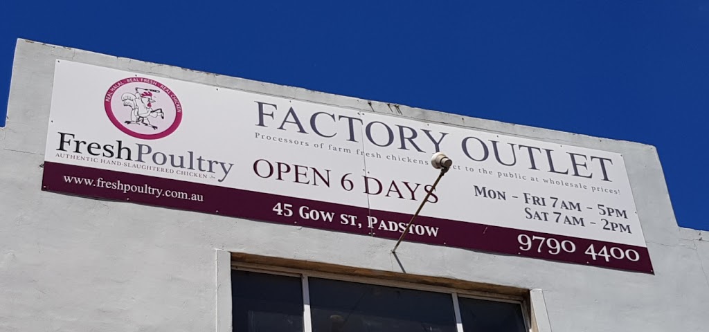 Fresh Poultry Pty Ltd. |  | 47 Gow St, Padstow NSW 2211, Australia | 0297904400 OR +61 2 9790 4400