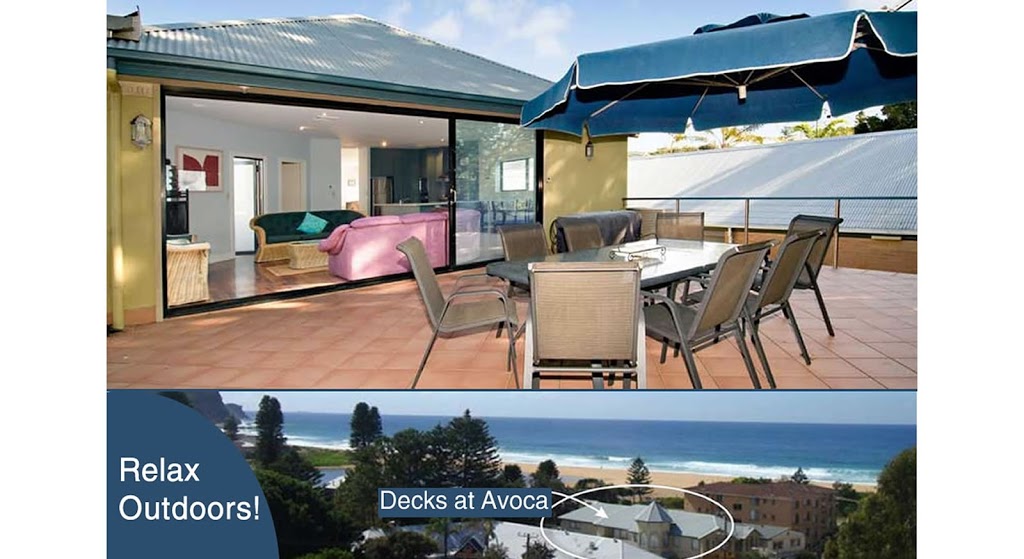 Decks at Avoca Beach Accommodation | lodging | 177 Avoca Dr, Avoca Beach NSW 2251, Australia | 0243821286 OR +61 2 4382 1286