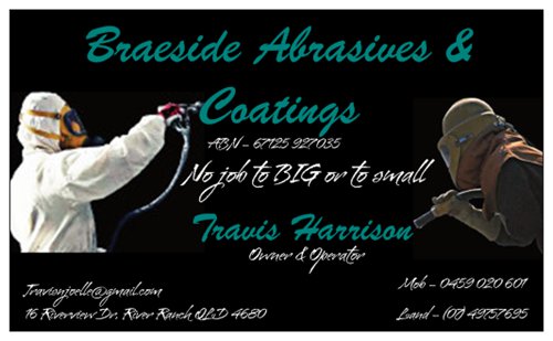 Braeside Abrasives & Coatings | 16 Riverview Dr, River Ranch QLD 4680, Australia | Phone: 0459 020 601