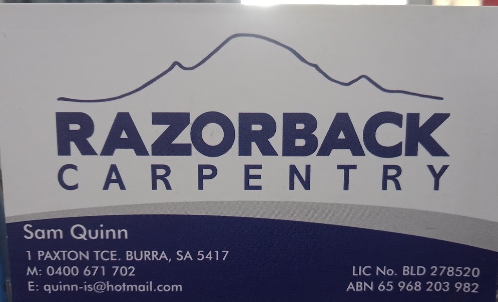 Razorback Carpentry |  | 1 Paxton Terrace, Burra SA 5417, Australia | 0400671702 OR +61 400 671 702