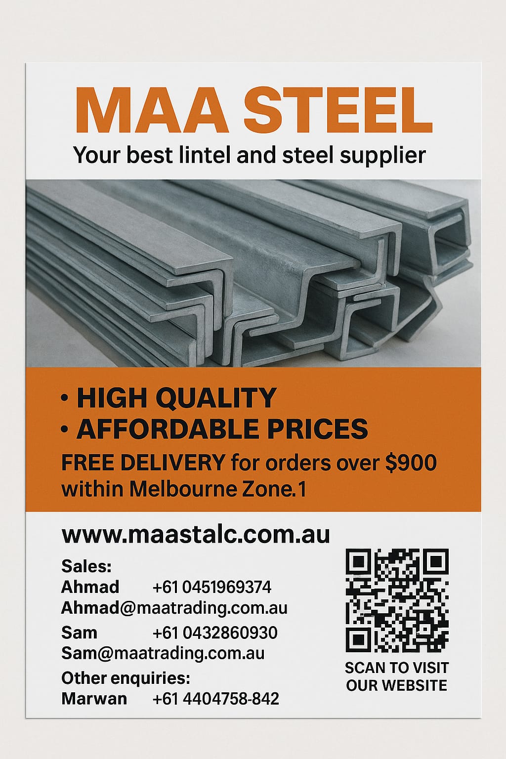 Maa Steel | 70 Farrants Rd, Werribee South VIC 3030, Australia | Phone: 0451 969 374