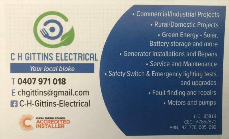 C H Gittins - Electrical | electrician | 257, Kings Creek QLD 4361, Australia | 0407971018 OR +61 407 971 018