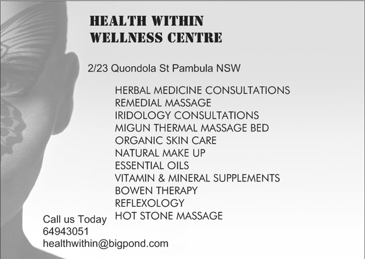 Health Within Wellness Centre | health | 2/23 Quondola St, Pambula NSW 2549, Australia | 0264943051 OR +61 2 6494 3051