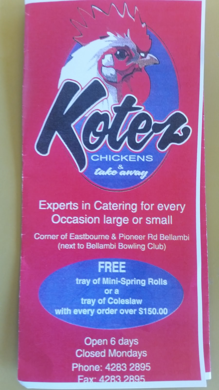 Kotez Chickens and Takeaway | restaurant | 1 Eastbourne Ave, Bellambi NSW 2518, Australia | 0242832895 OR +61 2 4283 2895