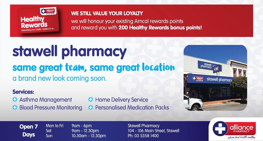 Stawell Pharmacy | pharmacy | 104-106 Main St, Stawell VIC 3380, Australia | 0353581400 OR +61 3 5358 1400