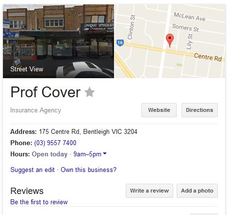 Prof Cover | insurance agency | 175 Centre Rd, Bentleigh VIC 3204, Australia | 0395577400 OR +61 3 9557 7400