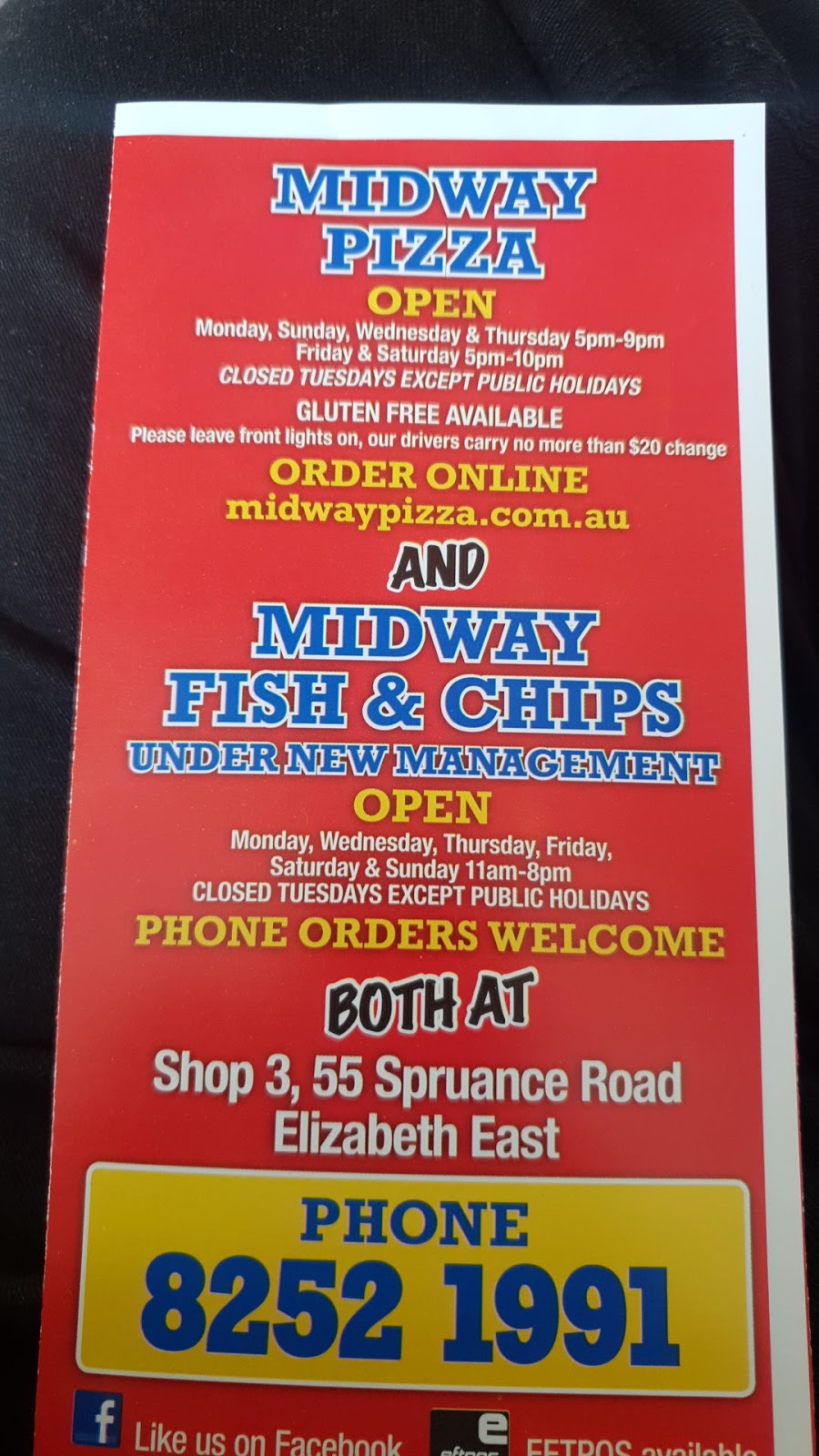Midway Pizza and Midway Fish & Chips | meal delivery | 3/55 Spruance Rd, Elizabeth East SA 5112, Australia | 0882521991 OR +61 8 8252 1991