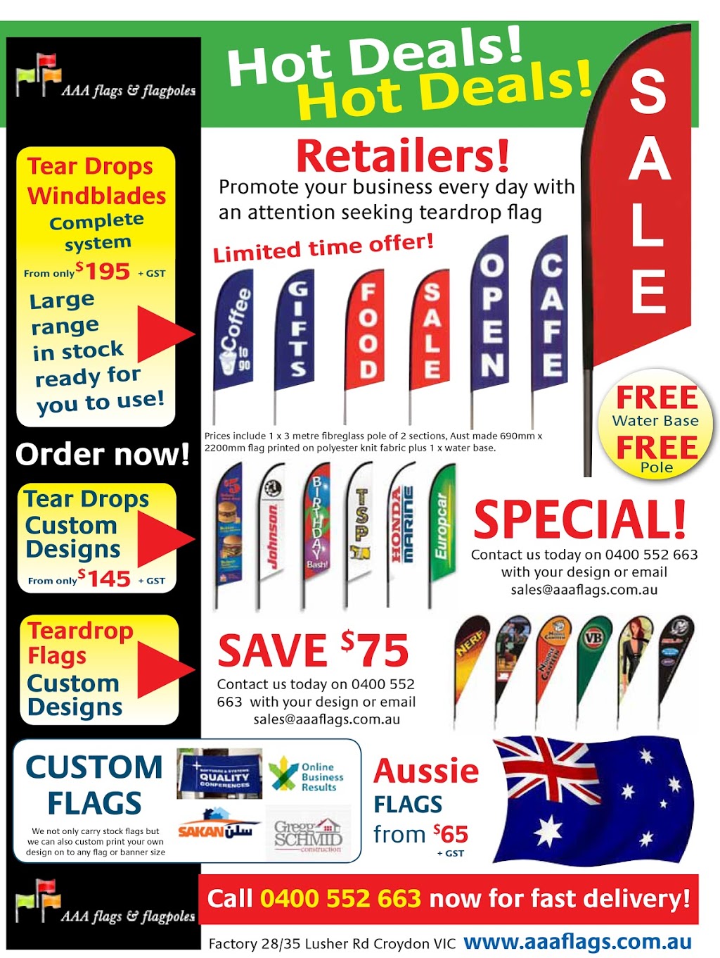 aaa Australian flagpoles & flags | home goods store | 3/413 Dorset Rd, Bayswater VIC 3153, Australia | 0400552663 OR +61 400 552 663