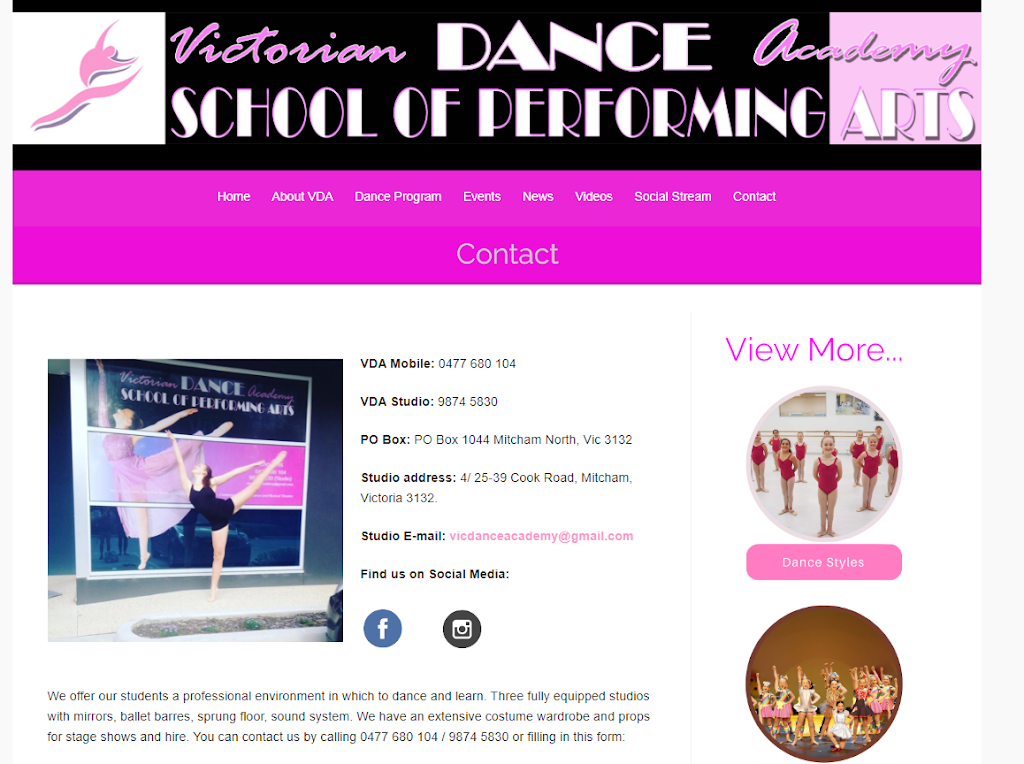 Victorian Dance Academy School of Performing Arts Mitcham | school | Factory 4/25-39 Cook Rd, Mitcham VIC 3132, Australia