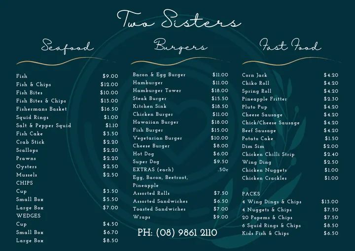 Two Sisters Cafe and Takeaway | cafe | 85 Tudor St, Wagin WA 6315, Australia | 0898612110 OR +61 8 9861 2110