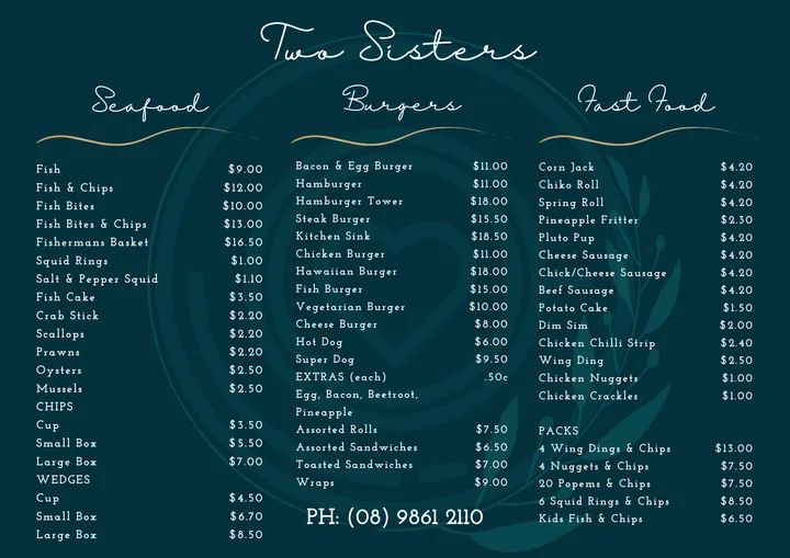 Two Sisters Cafe and Takeaway | 85 Tudor St, Wagin WA 6315, Australia | Phone: (08) 9861 2110