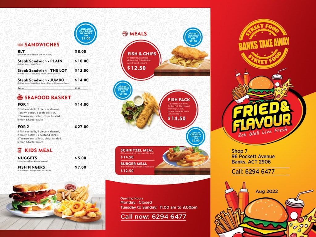 Fried And Flavour | meal takeaway | 96 Pockett Ave, Banks ACT 2906, Australia | 0262946477 OR +61 2 6294 6477