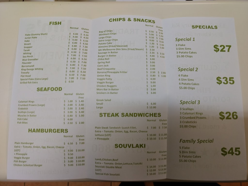 Jim & Sophies Fish & Chips | meal takeaway | 136 Canterbury Rd, Blackburn South VIC 3130, Australia | 0398773860 OR +61 3 9877 3860