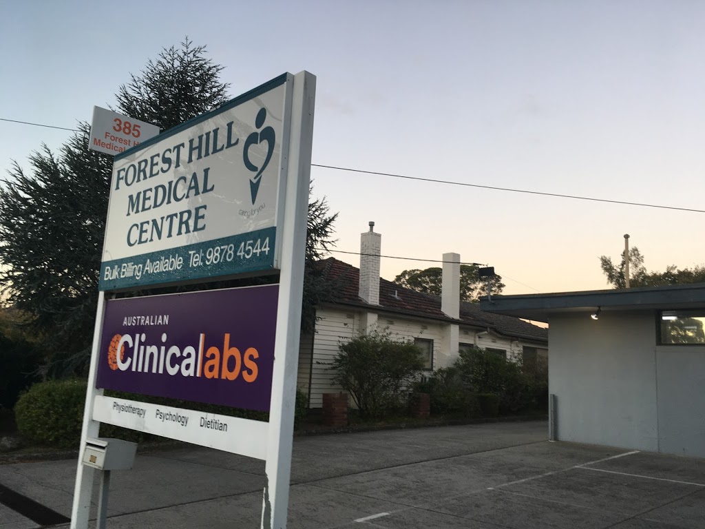 Forest Hill Medical Centre | health | 385 Springvale Rd, Forest Hill VIC 3131, Australia | 0398784544 OR +61 3 9878 4544