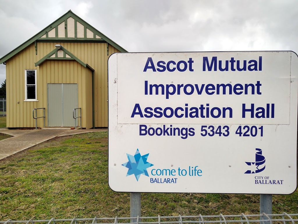 Ascot Mutual Improvement Association Hall |  | 47 Ascot Hall Rd, Ascot VIC 3364, Australia | 0353434201 OR +61 3 5343 4201