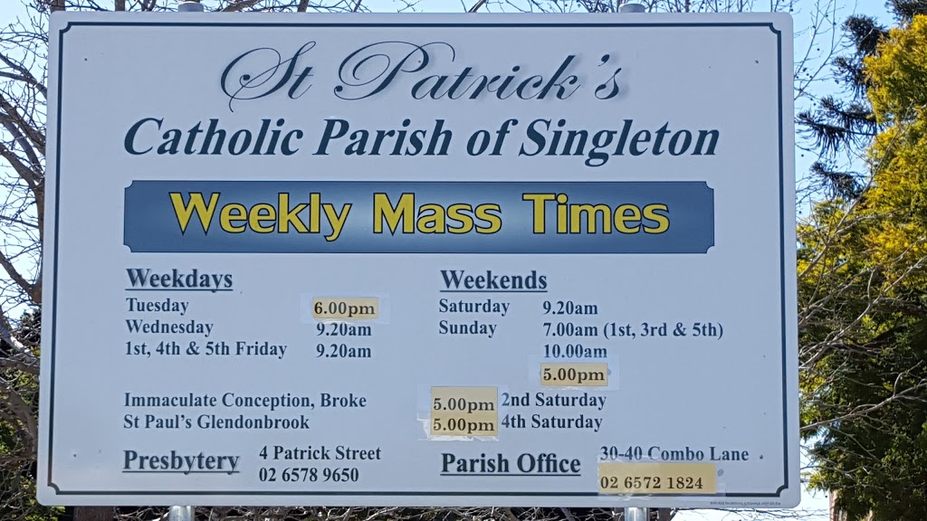 St Patricks Singleton Church | church | 41 Queen St, Singleton NSW 2330, Australia | 0265721824 OR +61 2 6572 1824